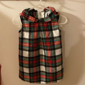 Carters 12 month green and red plaid collared dress